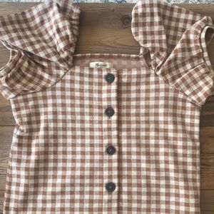 Madewell Gingham Top, Brown & Cream, Size XS